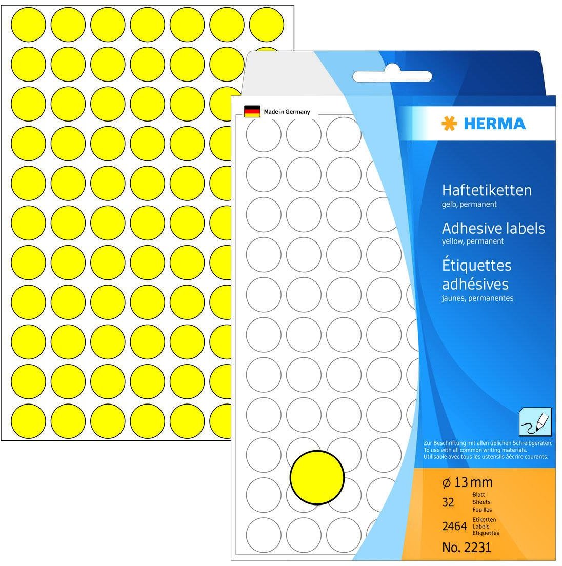 HERMA Klebepunkte Ø 13,0 mm gelb