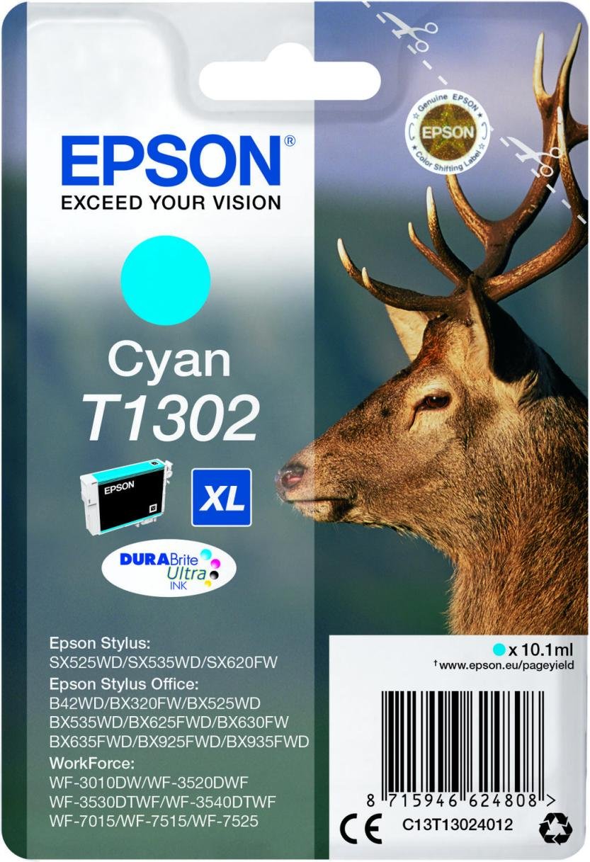 Epson Original T1302 Hirsch Druckerpatrone cyan 765 Seiten 10,1 ml (C13T13024012)