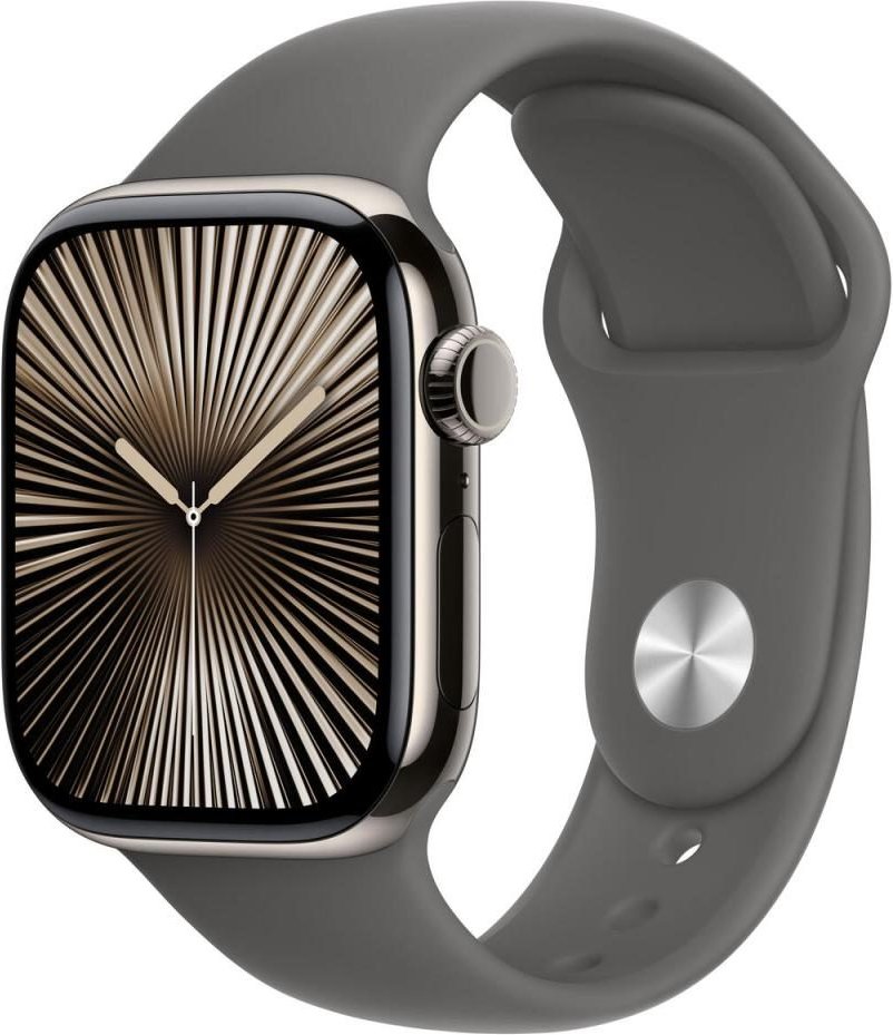 Apple Watch Series 10 Titan Natur (GPS + Cellular) 42mm (Sportarmband steingrau) M/L