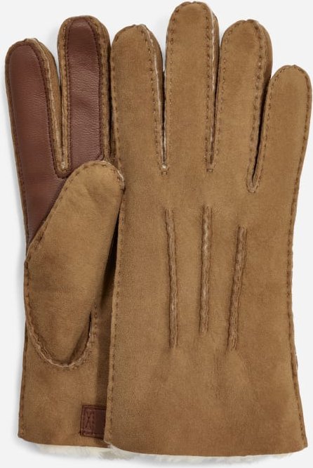 UGG® Handschuhe aus kontrastierendem Lammfell mit Smartphone-Funktionalität für Herren | UGG® EU in Brown, Größe XL, Sch...