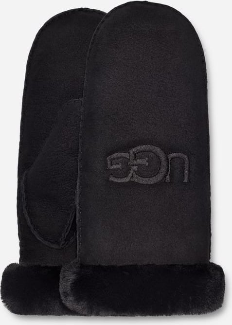 UGG® Shearling-Handschuhe mit Logostickerei für Damen | UGG® EU in Black, Größe L/XL, Schaffell