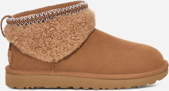 UGG® Classic Ultra Mini Maxi Curly Boot für Damen in Brown, Größe 43, Schaffell/Veloursleder/Recycelte Materialien