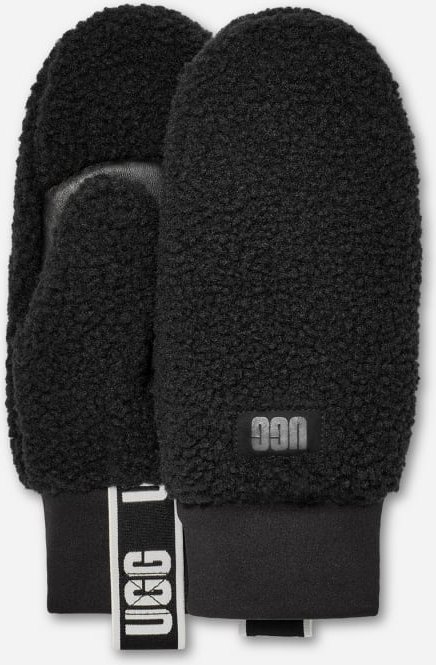 Fäustlinge aus UGG®fluff mit Logo-Tape für Damen in Black, Größe L/XL, Fleece
