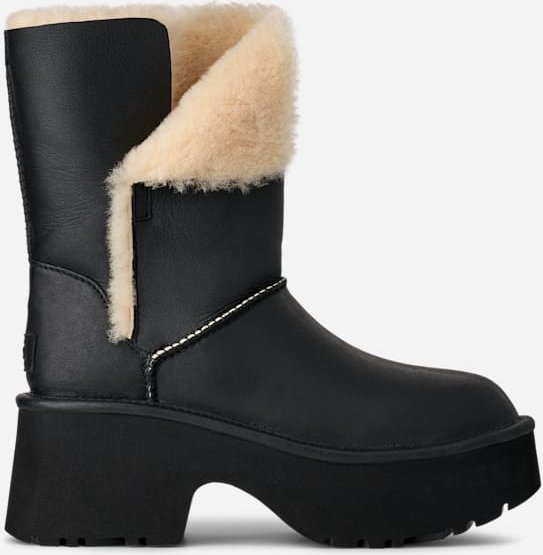 Thumbnail - UGG® Classic Esmee Boot aus Leder für Damen in Black, Größe 39, Schaffell