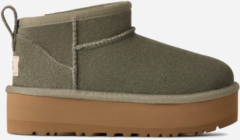 Thumbnail - UGG® Classic Ultra Mini Plateau-Boot für Kinder | UGG® EU in Green, Größe 35, Veloursleder