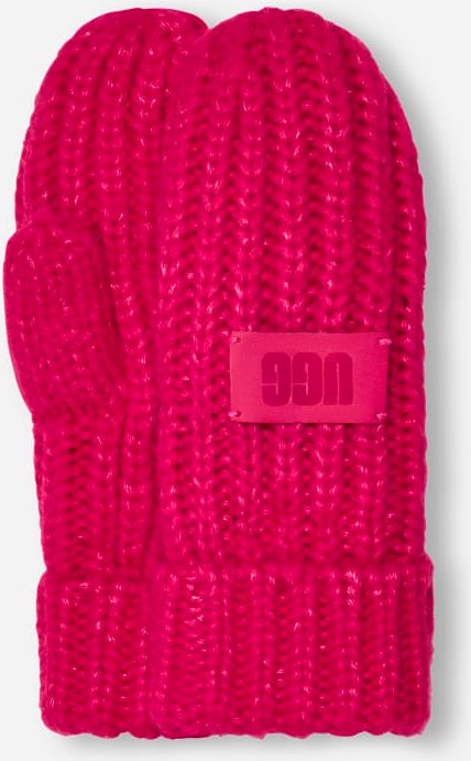Thumbnail - UGG® Grobstrickfäustlinge für Kinder in Cerise, Größe O/S