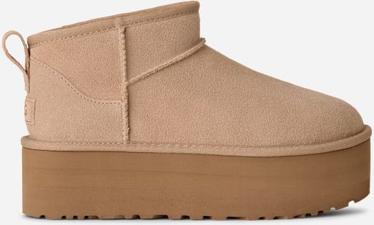 UGG® Classic Ultra Mini Plateau-Boot für Damen | UGG® EU in Beige, Größe 41, Wildleder