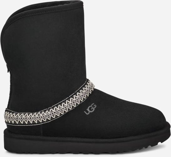 Thumbnail - UGG® Classic Short Crescent Boot für Damen in Black, Größe 41, Veloursleder/Polyester/Recycled Materials/Schaffell