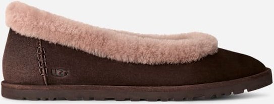 Thumbnail - UGG® Zora Ballerina für Damen in Dusted Cocoa, Größe 40, Veloursleder