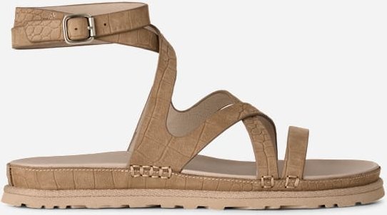 UGG® GoldenGaze geprägte Sandale mit Knöchelriemen für Damen in Brown, Größe 38, Leder