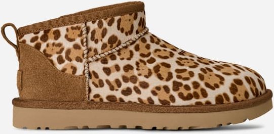 UGG® Classic Ultra Mini Plains Boot für Damen in Felicity Leopard Jasmine, Größe 41, Cow Hair