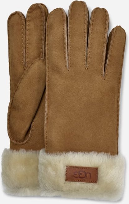 UGG® Handschuhe mit Umschlagbündchen für Damen | UGG® EU in Brown, Größe S, Schaffell