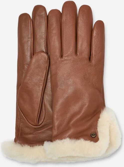 UGG® Handschuhe aus Leder und Lammfell mit Schlitz für Damen | UGG® EU in Brown, Größe S