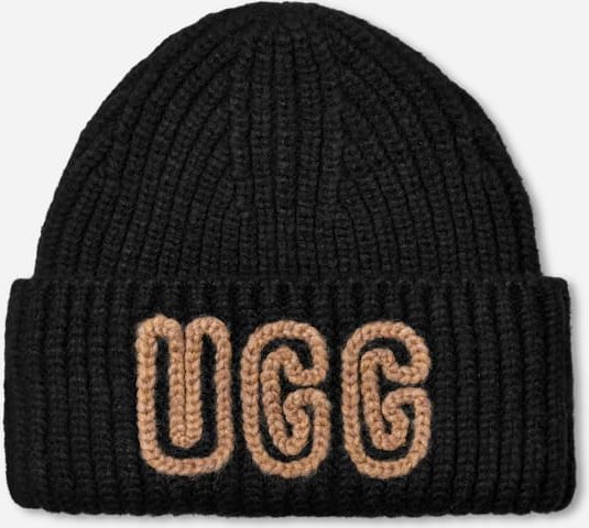 UGG® Ribbed Beanie aus dickem Material für Damen in Black, Größe O/S, Acrylmischung