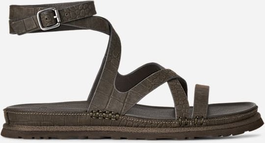 UGG® GoldenGaze Embossed Ankle Wrap Sandale für Damen in Dense Smoke, Größe 37, Leder