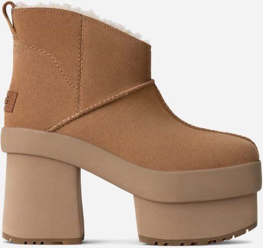 Thumbnail - UGG® New Heights Platform Mini Boot für Damen in Brown, Größe 41, Veloursleder