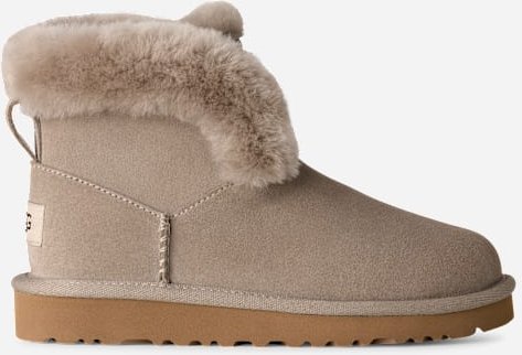 UGG® Classic Mini Posy Boot für Kinder in Cobble Grey, Größe 35, Veloursleder