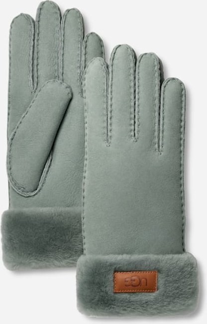 UGG® Handschuhe mit Umschlagbündchen für Damen | UGG® EU in Grey Mist, Größe L, Schaffell