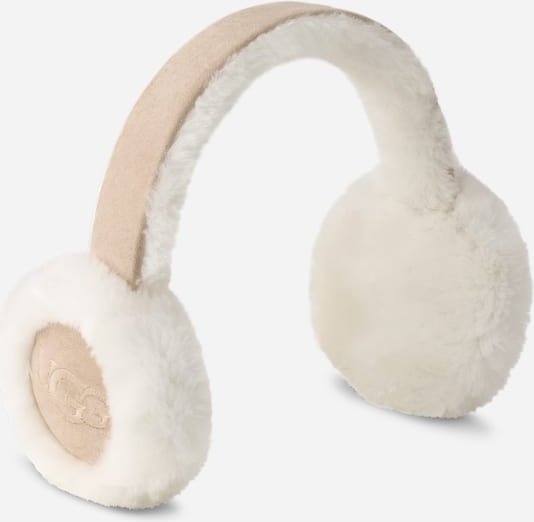 Bestickte UGG® Ohrenschützer aus Lammfell für Damen | UGG® EU in Beige, Größe O/S, Schaffell