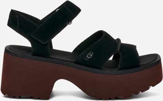 UGG® New Heights mit Knöchelriemen für Damen in Black, Größe 41, Veloursleder