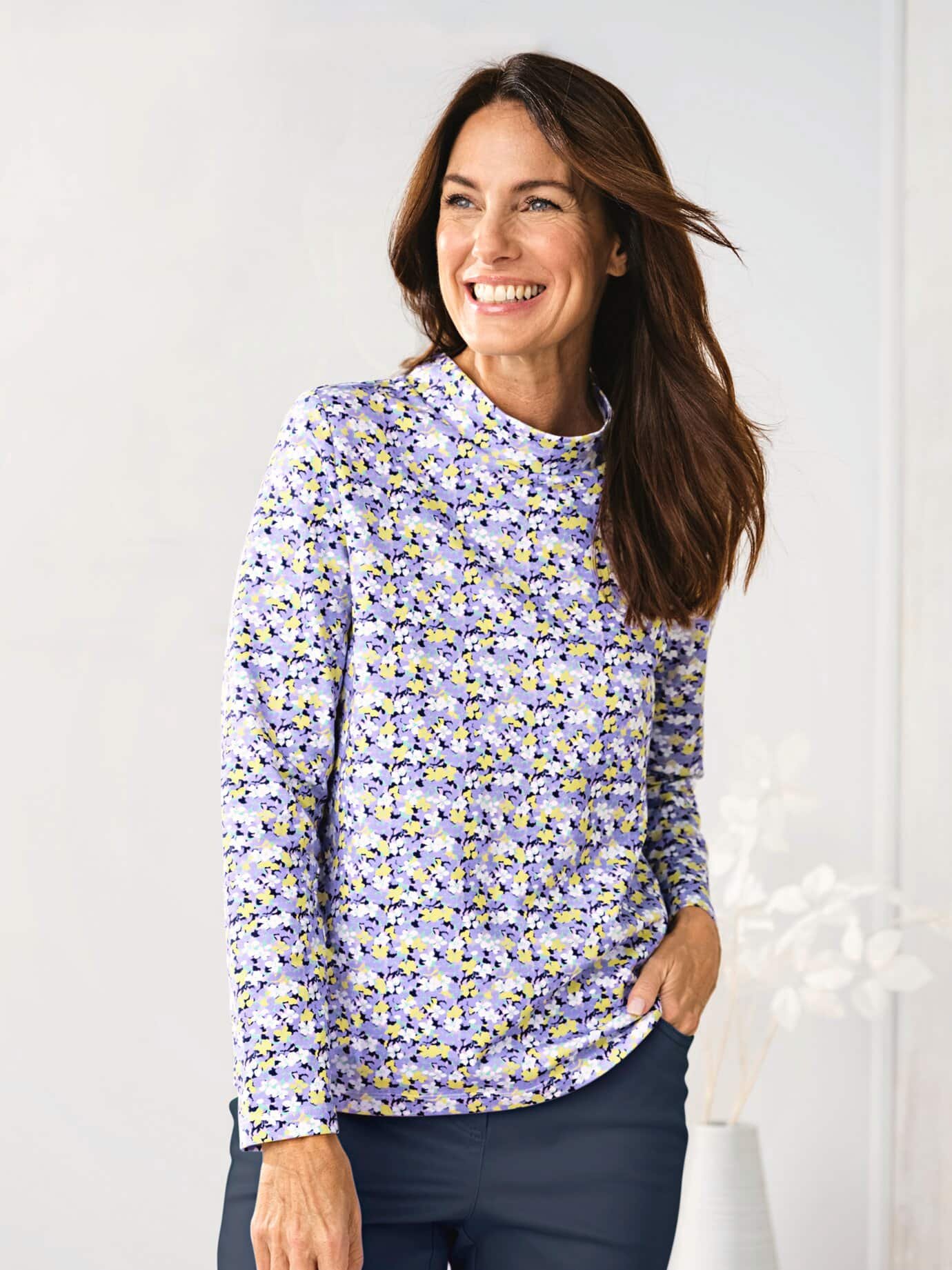 Stehkragen-Shirt Pfirsichweich