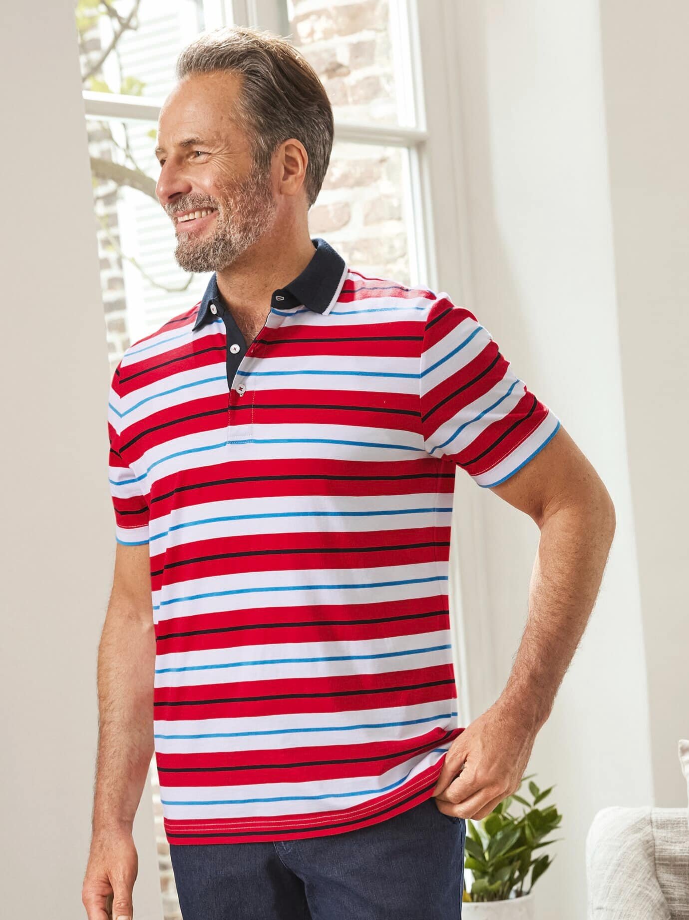 Kurzarm-Poloshirt Streifen