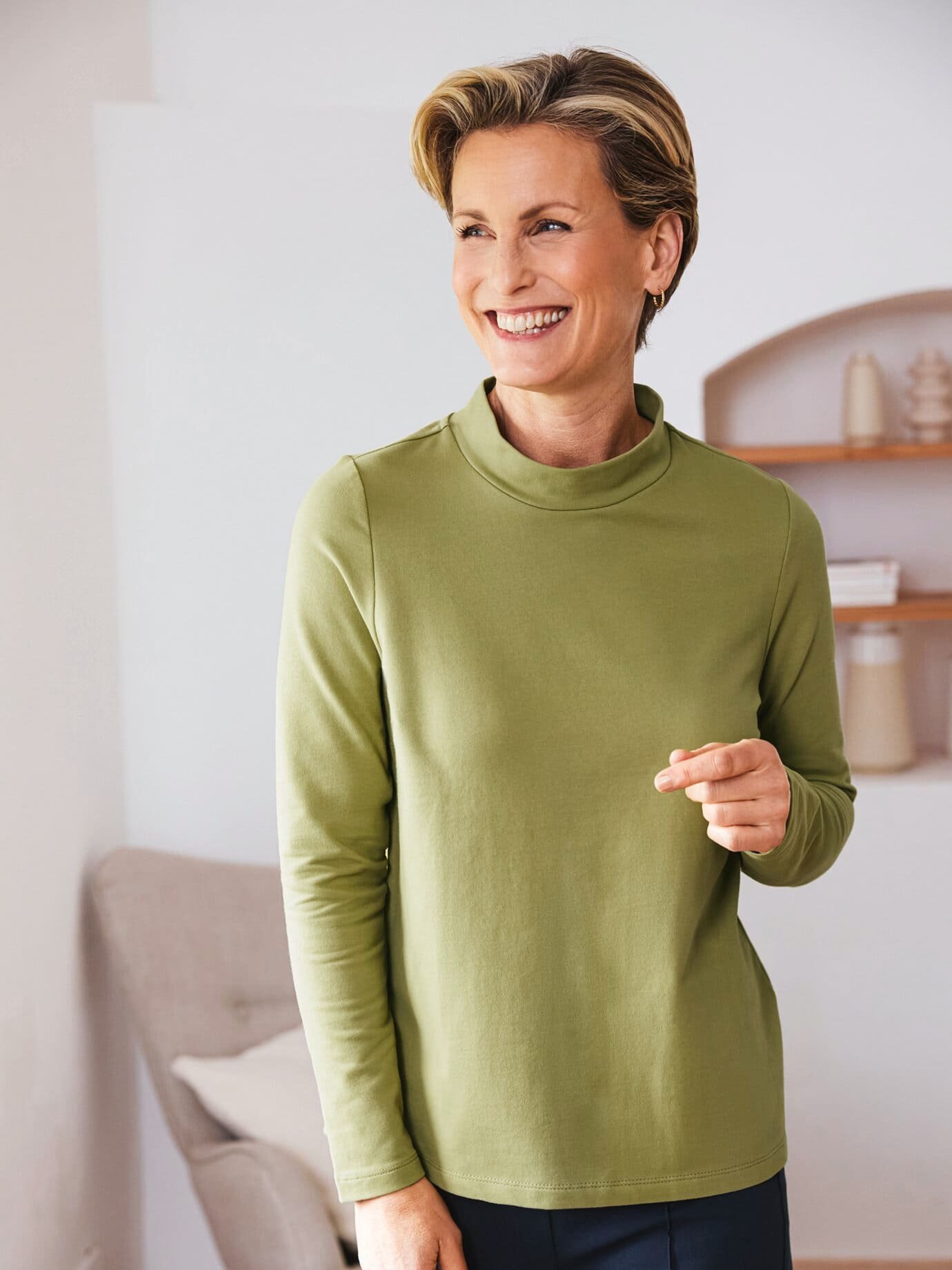 Stehkragen-Shirt Pfirsichweich