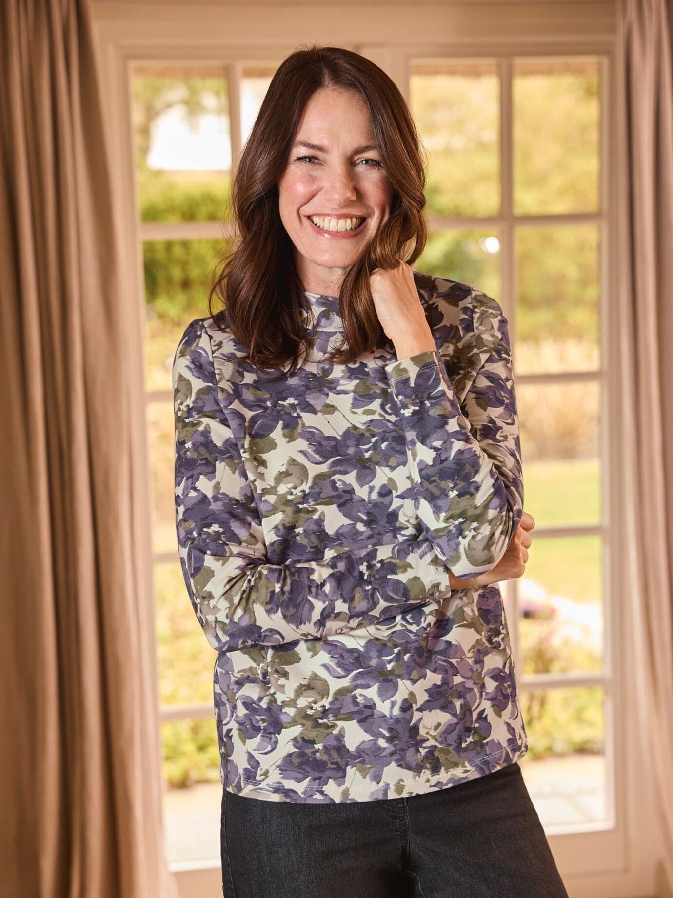 Stehkragen-Shirt Pfirsichweich