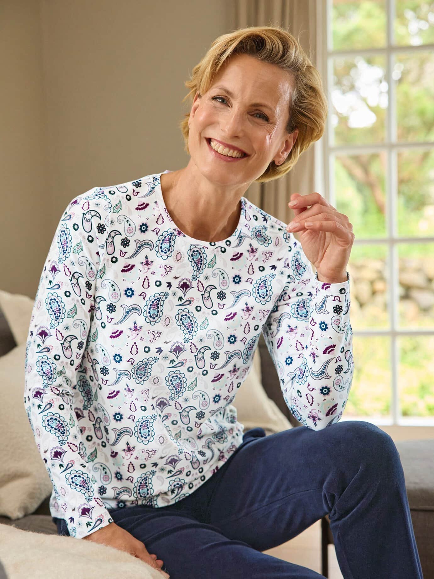 Baumwoll-Shirt Blüten-Paisley