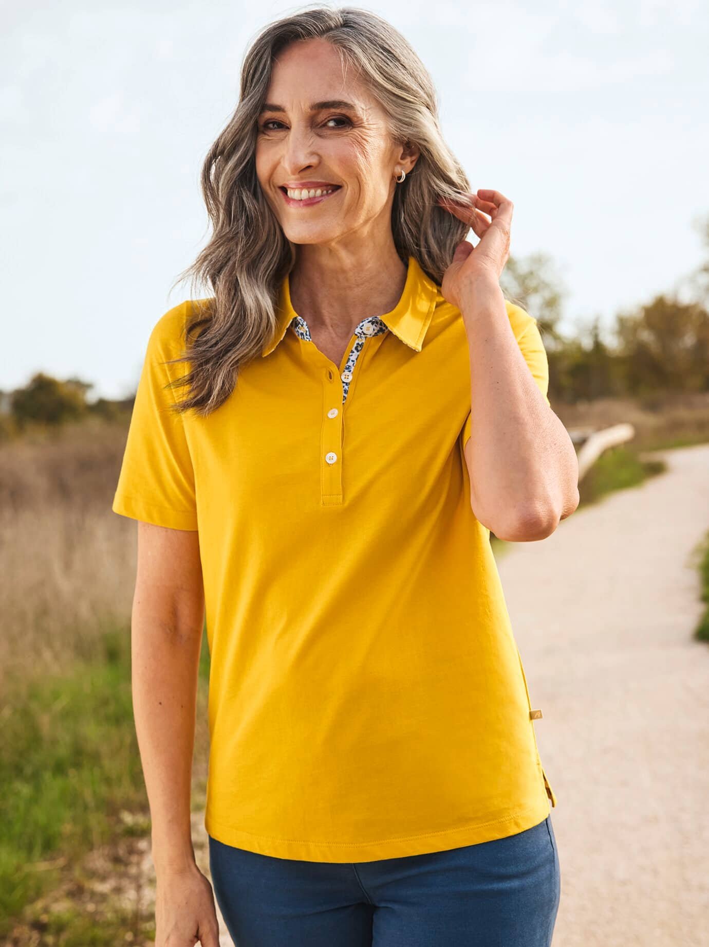 Baumwoll-Poloshirt Liberty Kragen