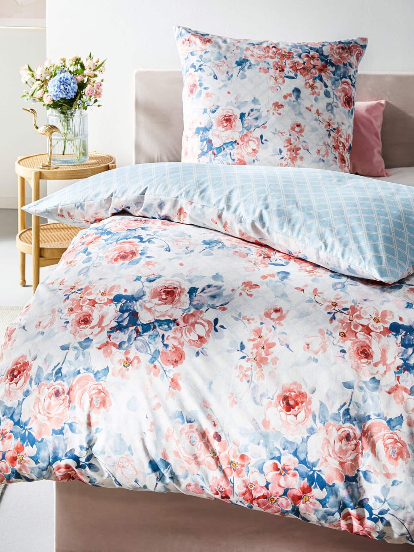 Satin-Wende-Bettwäsche Rosen