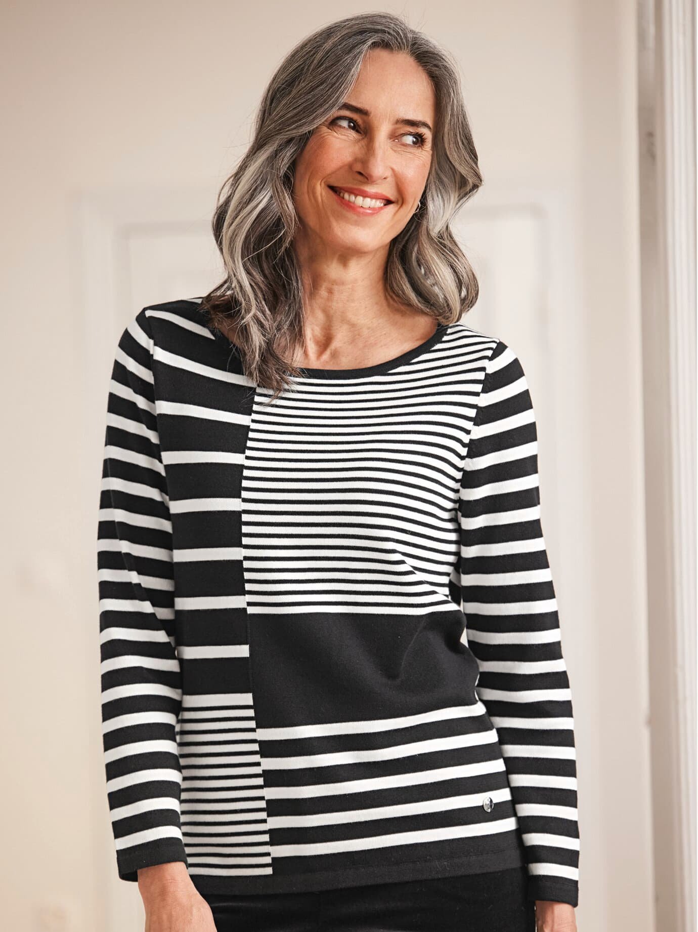 Baumwoll-Pullover Multi-Streifen