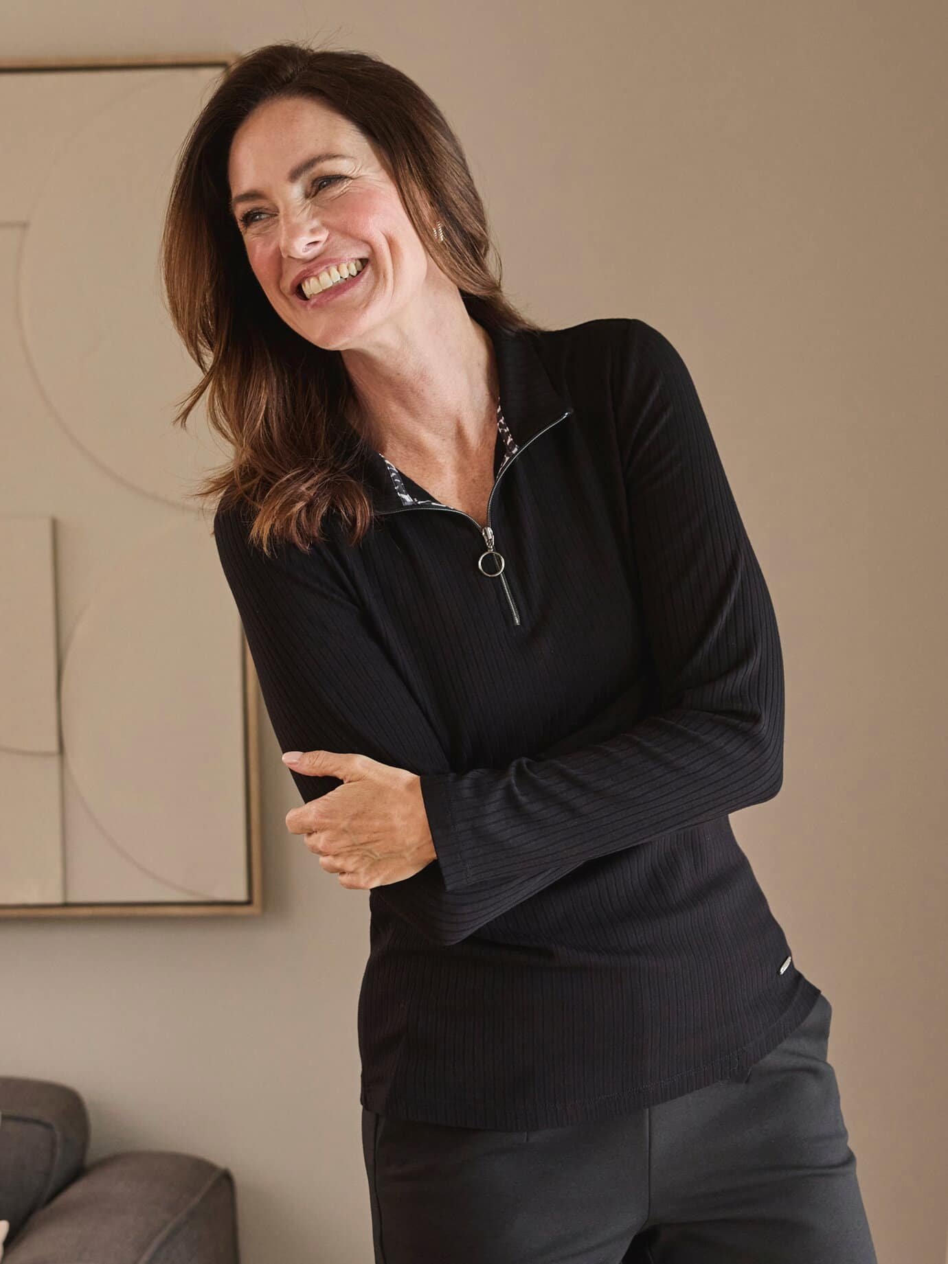 Edel-Rippenshirt Reißverschluss