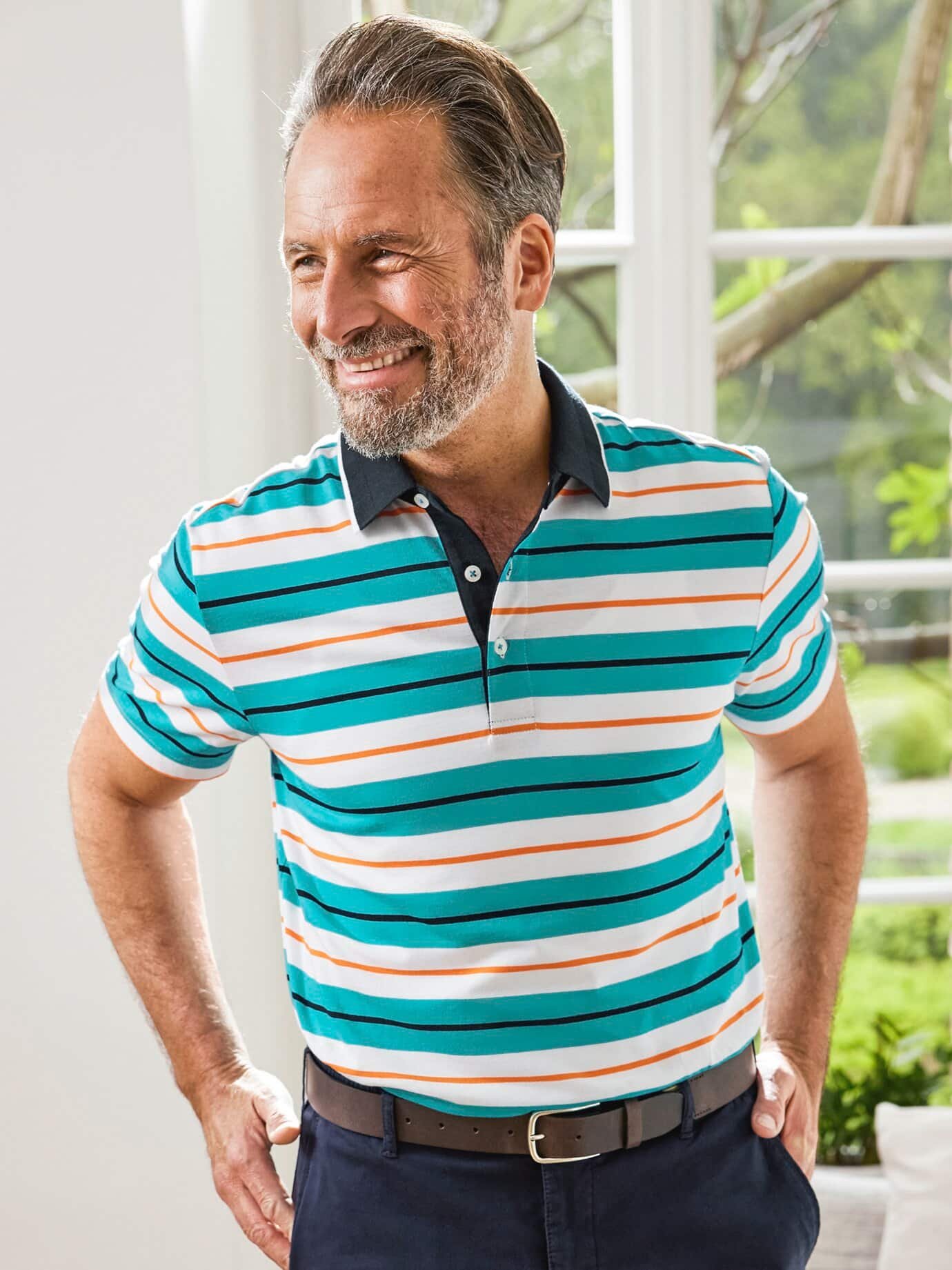 Kurzarm-Poloshirt Streifen