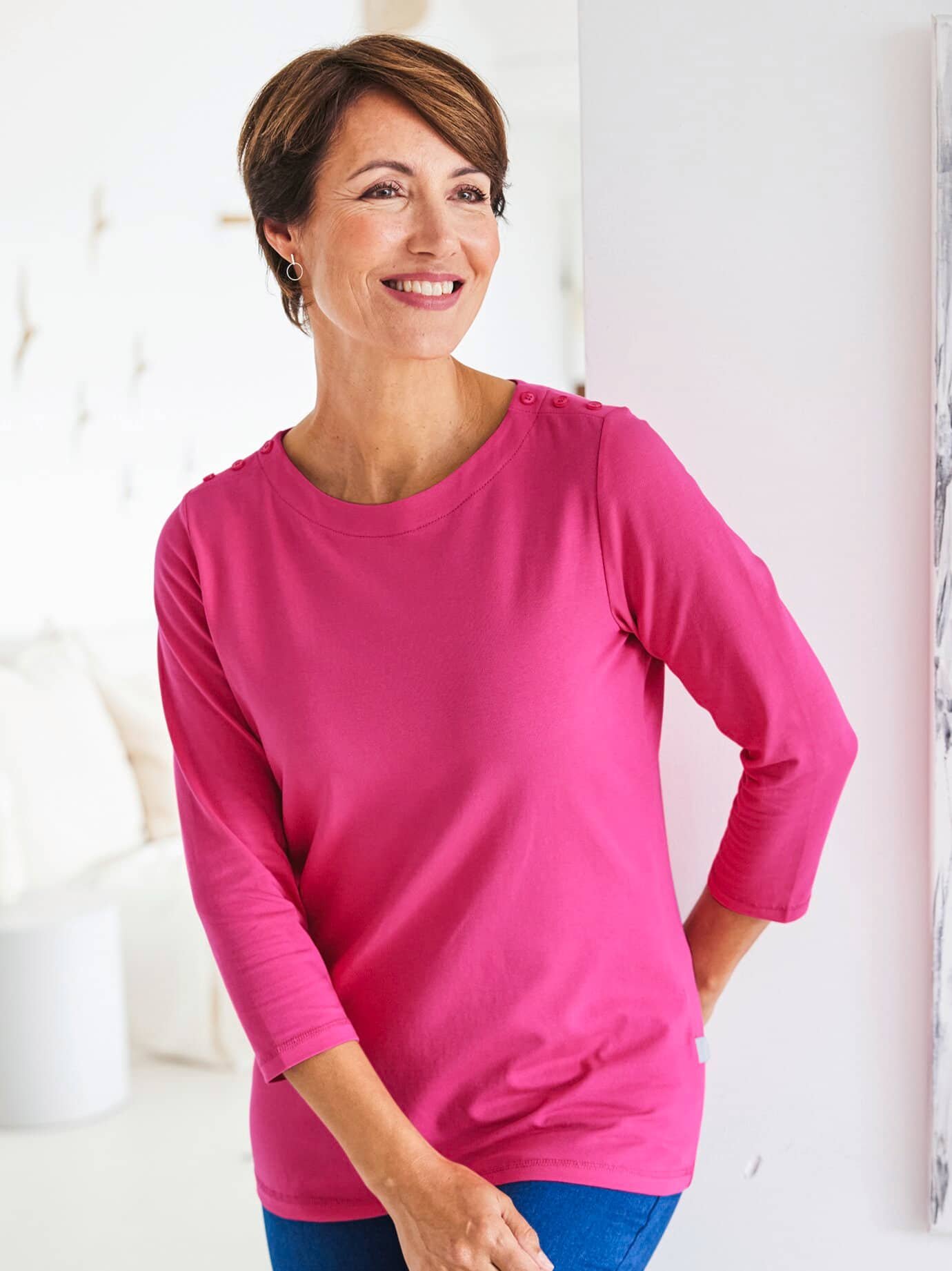 Baumwoll-Shirt 3/4 Arm