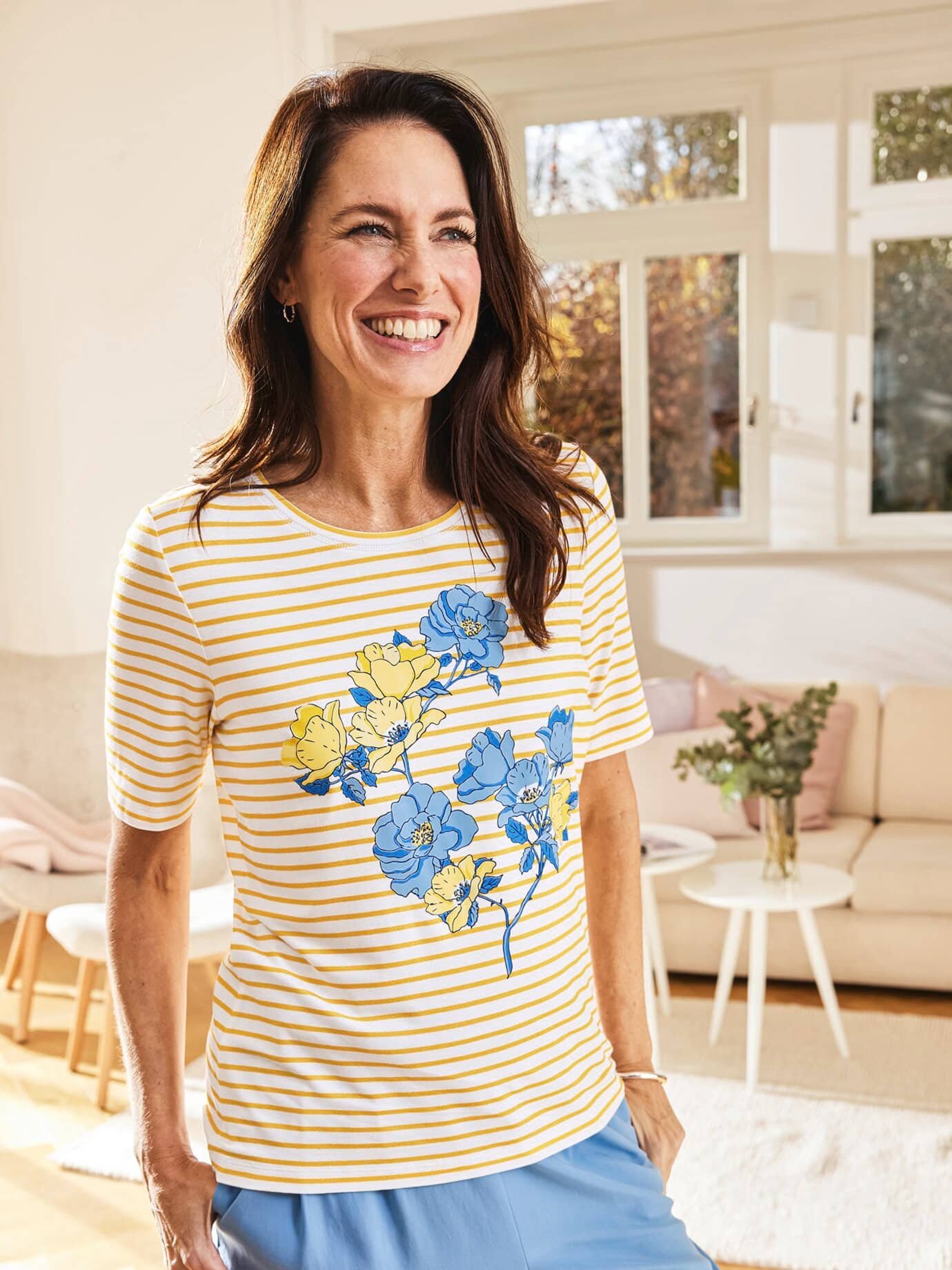 Rundhals-Shirt Viskose-Stretch