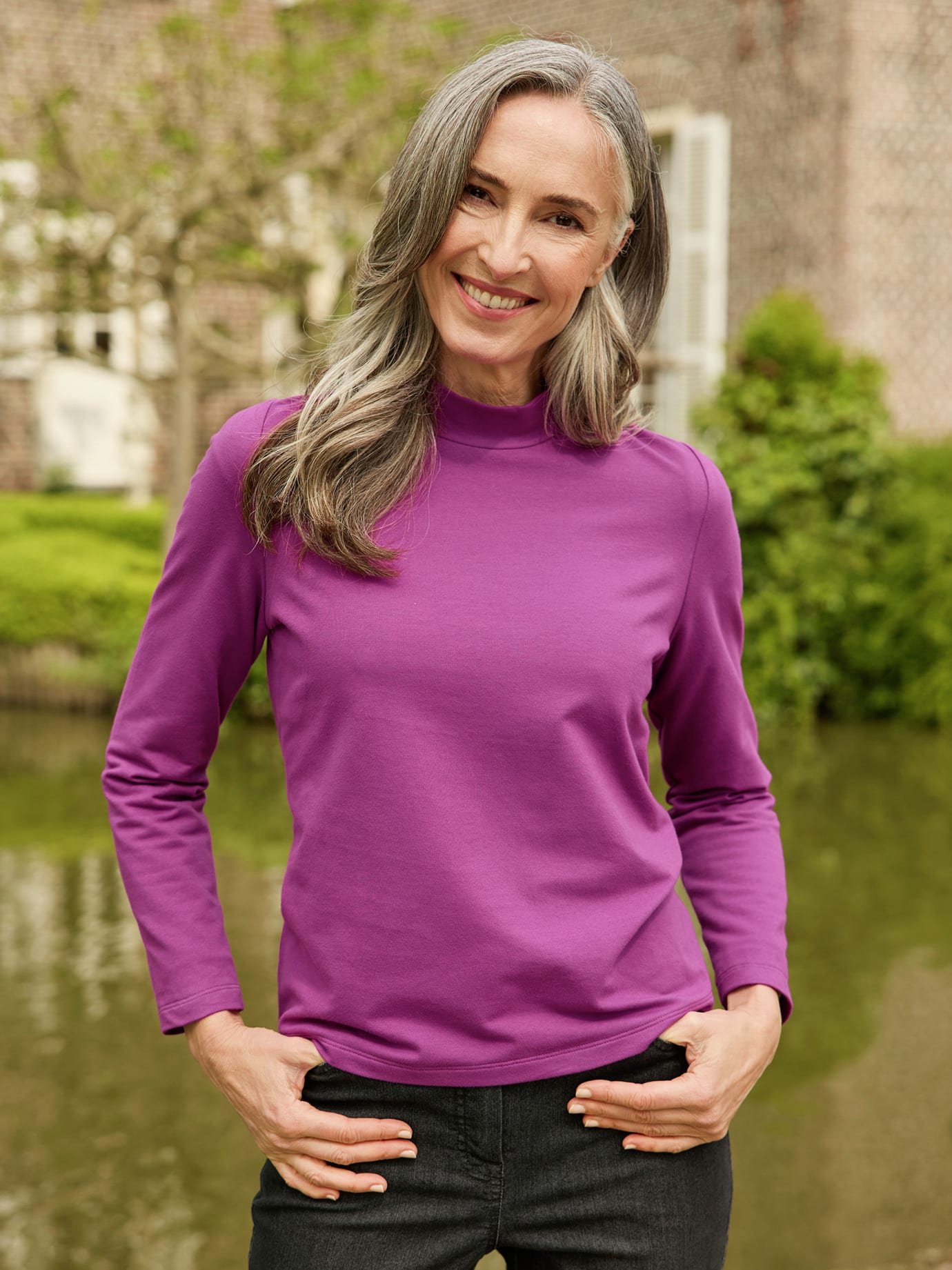 Stehkragen-Shirt Pfirsichweich