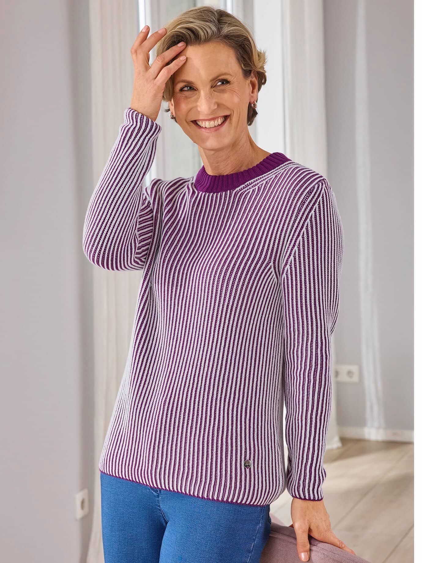 Brioche-Strickpullover Farbeffekt