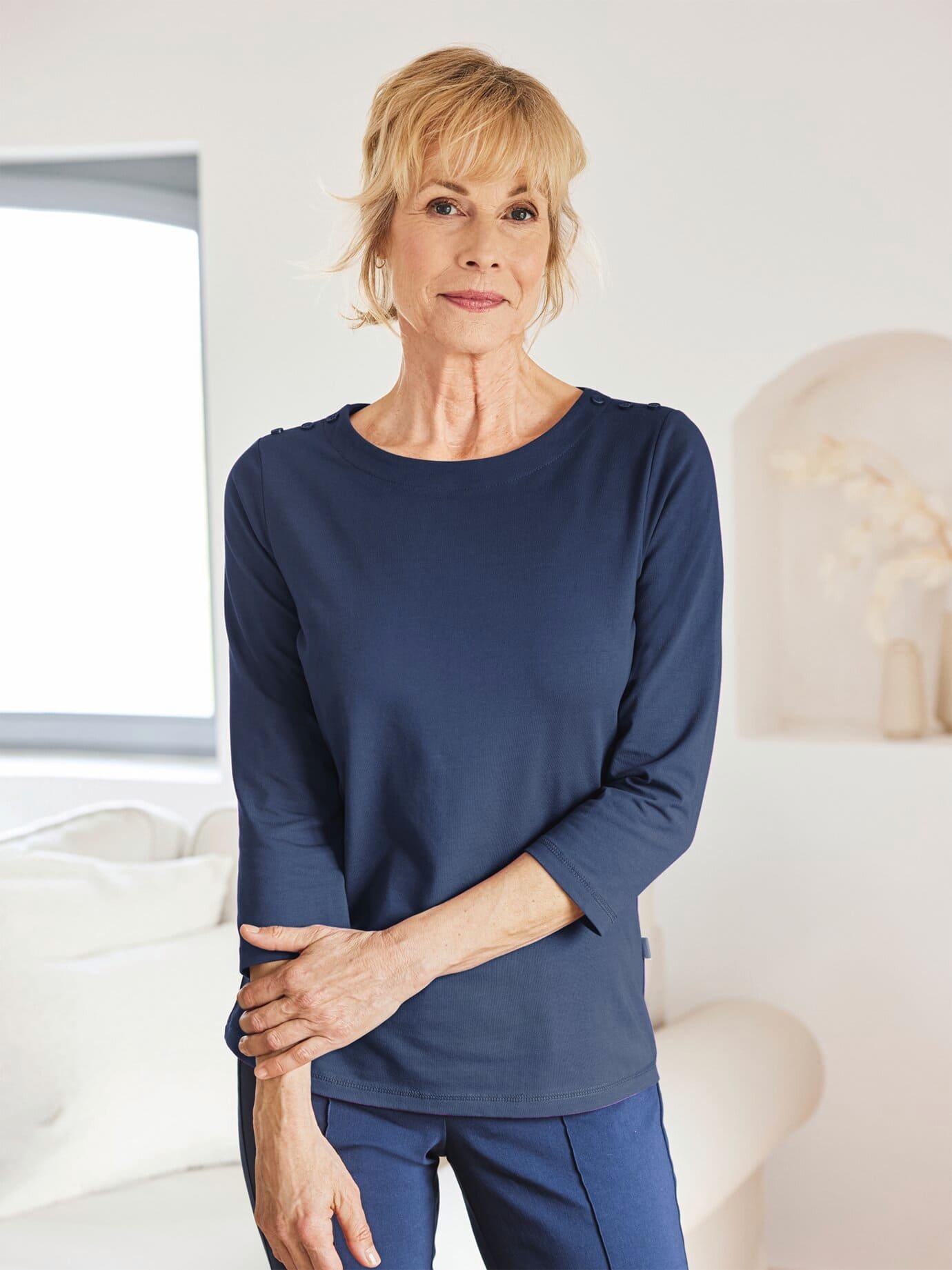 Baumwoll-Shirt 3/4 Arm