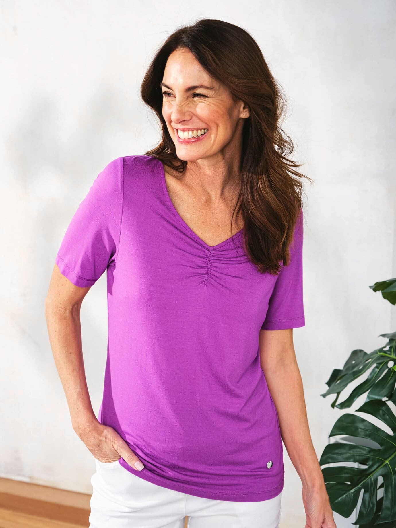 Viskose-Shirt Raffung