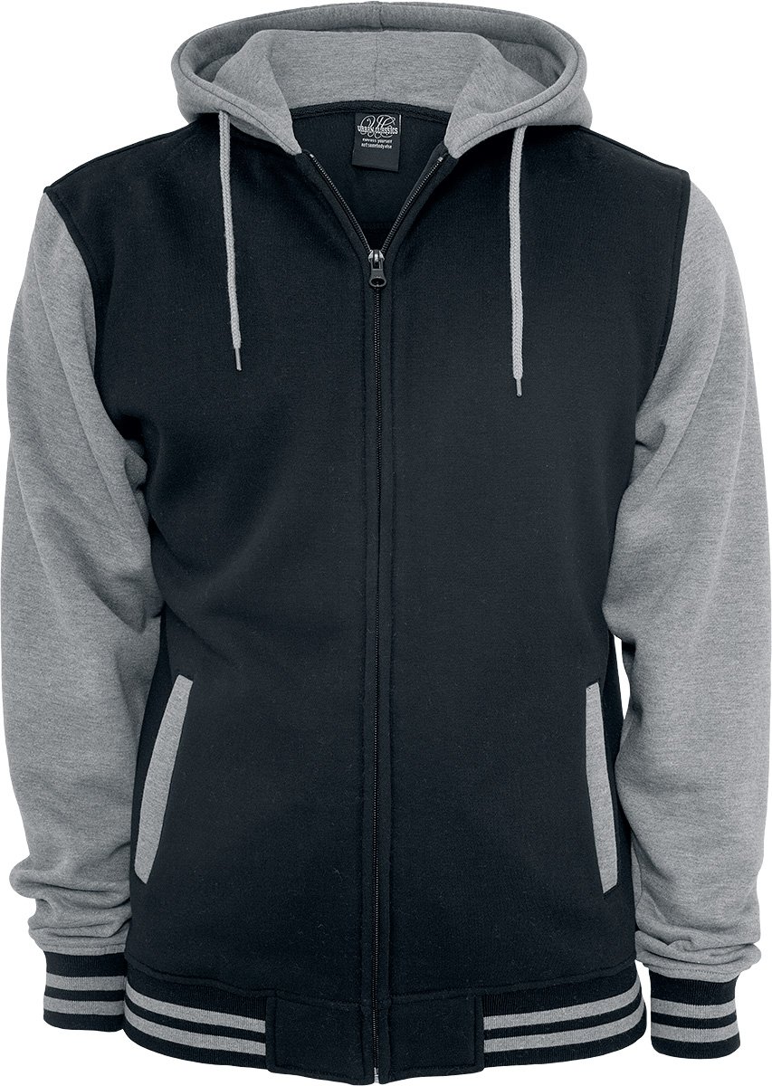 Urban Classics 2-Tone Zip Kapuzenjacke schwarz grau in L