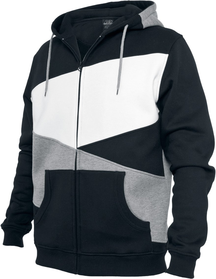 Urban Classics Zig Zag Zip Hoodie Kapuzenjacke schwarz grau weiß in M