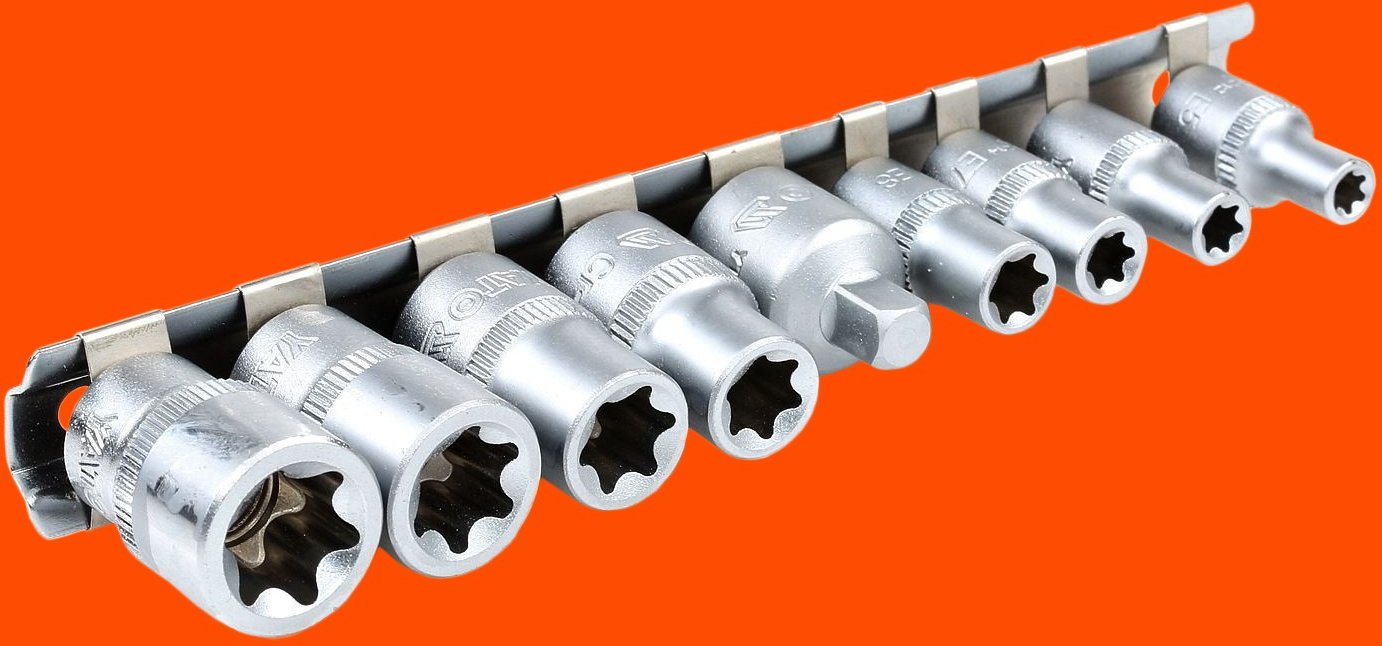 YATO Steckschlüsseleinsatz-Set Chrom-Vanadium-Stahl YT-0520