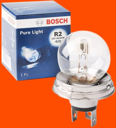 BOSCH Glühlampe, Fernscheinwerfer Pure Light WS R2 (Bilux) 1 987 302 023 RENAULT,FIAT,SEAT,4 (112_),5 (122_),4 Kasten (...