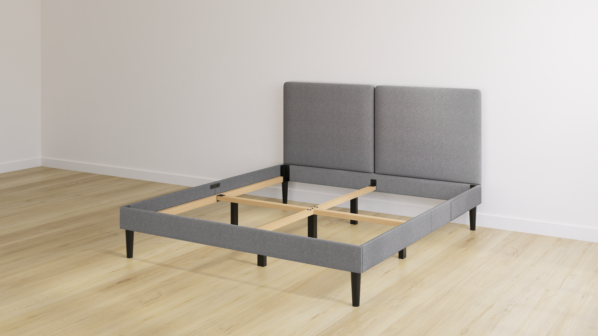 Emma Classic Polsterbett 140x200 - dunkelgrau - Füße schwarz - Kopfteil klassisch