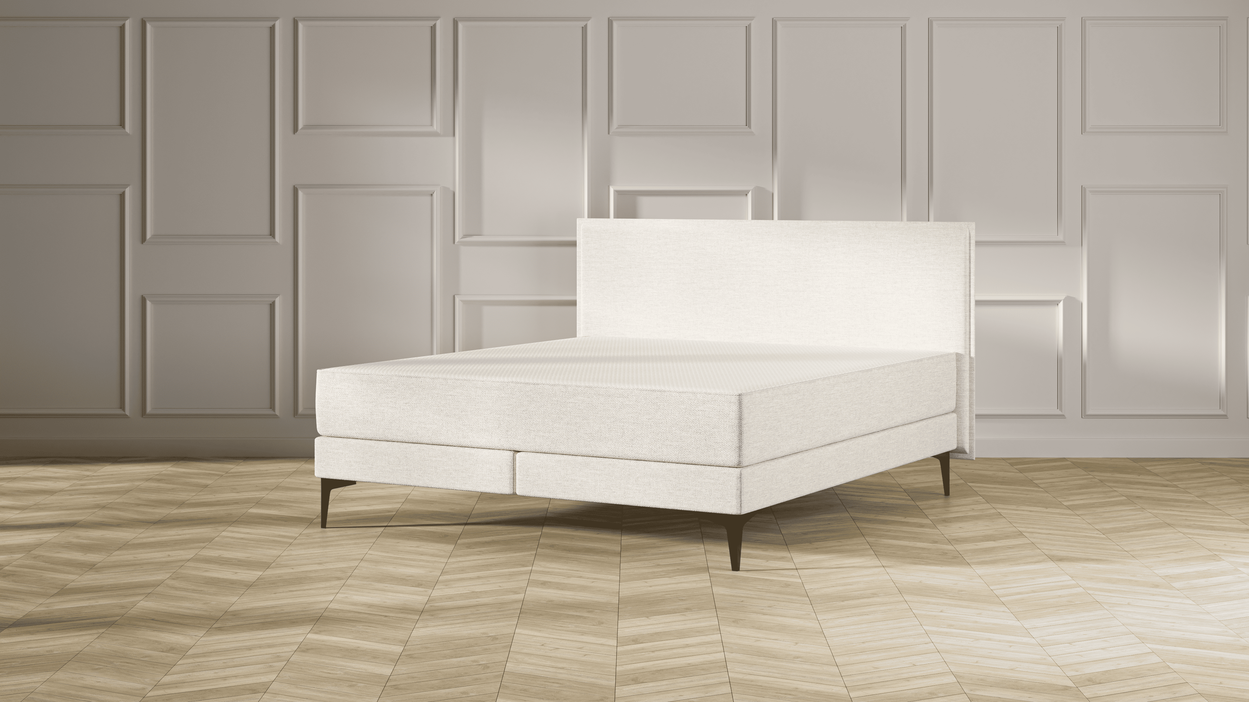 Emma Elite Boxspringbett Komfort V2 – Beige - 160x200cm - Kopfteil Kissen - Metallfüße