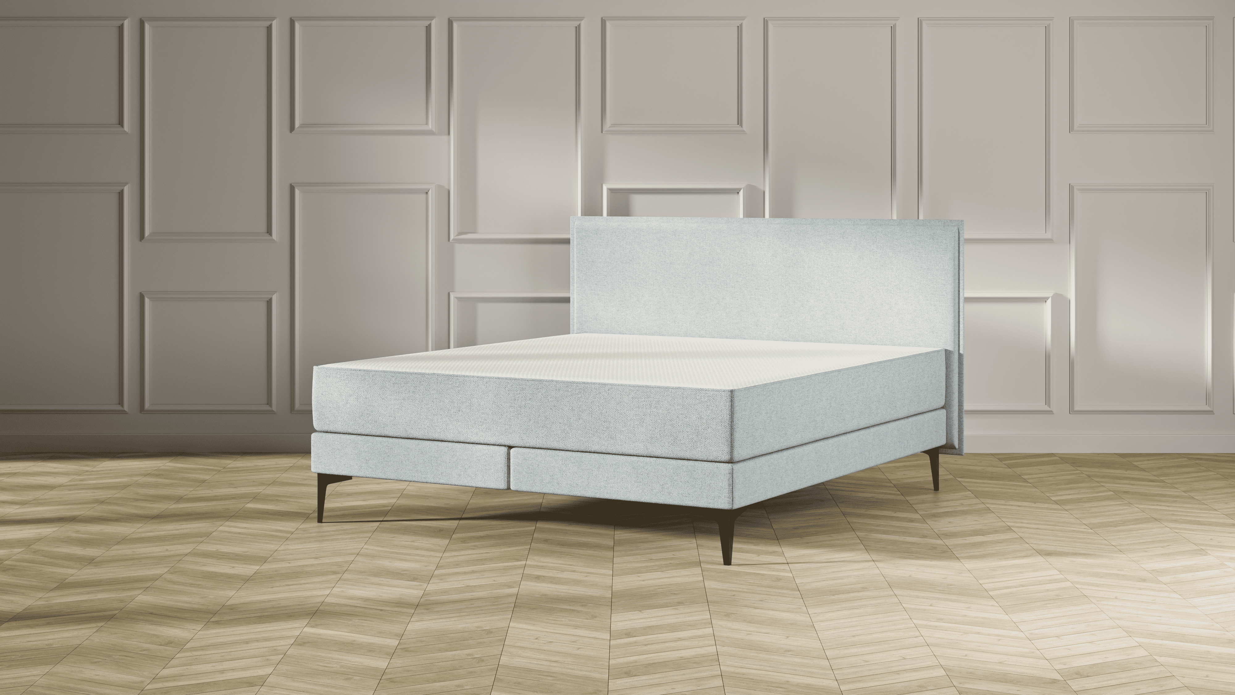 Emma Elite Boxspringbett V2 – Mint - 160x200 cm - Kopfteil Kissen - Metallfüße