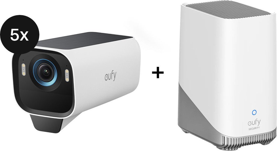 eufyCam S3 Pro Starter-Set 5+1 - 5er-Kameraset mit HomeBase 3 (+GRATIS Hombli Lichterkette)