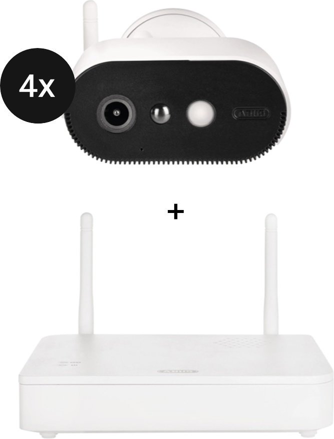ABUS Akku Kamera Pro mit Basisstation - 4er-Set (+GRATIS Hombli Lichterkette)