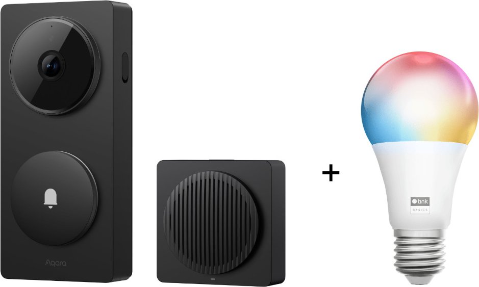 Aqara Doorbell Camera Hub G410 + tink Basics White & Color E27 Bulb - Matter
